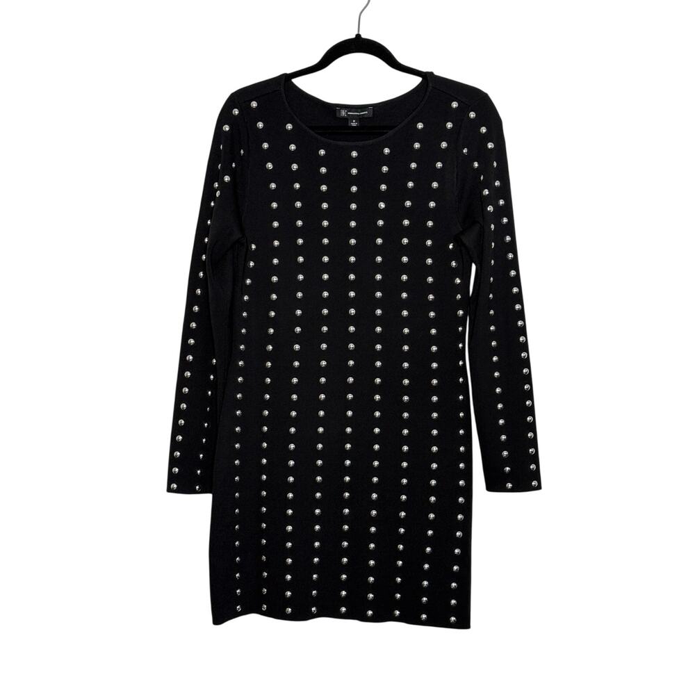 Black Studded Bodycon Sweater Dress • Long Sleeve • Glam Party Look